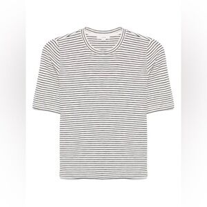 Vince Striped Black-Green and White T-Shirt